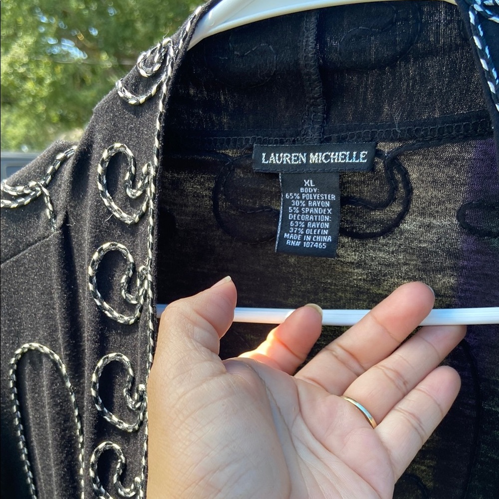 Lauren Michelle Black Blazer with Silver Embroidery